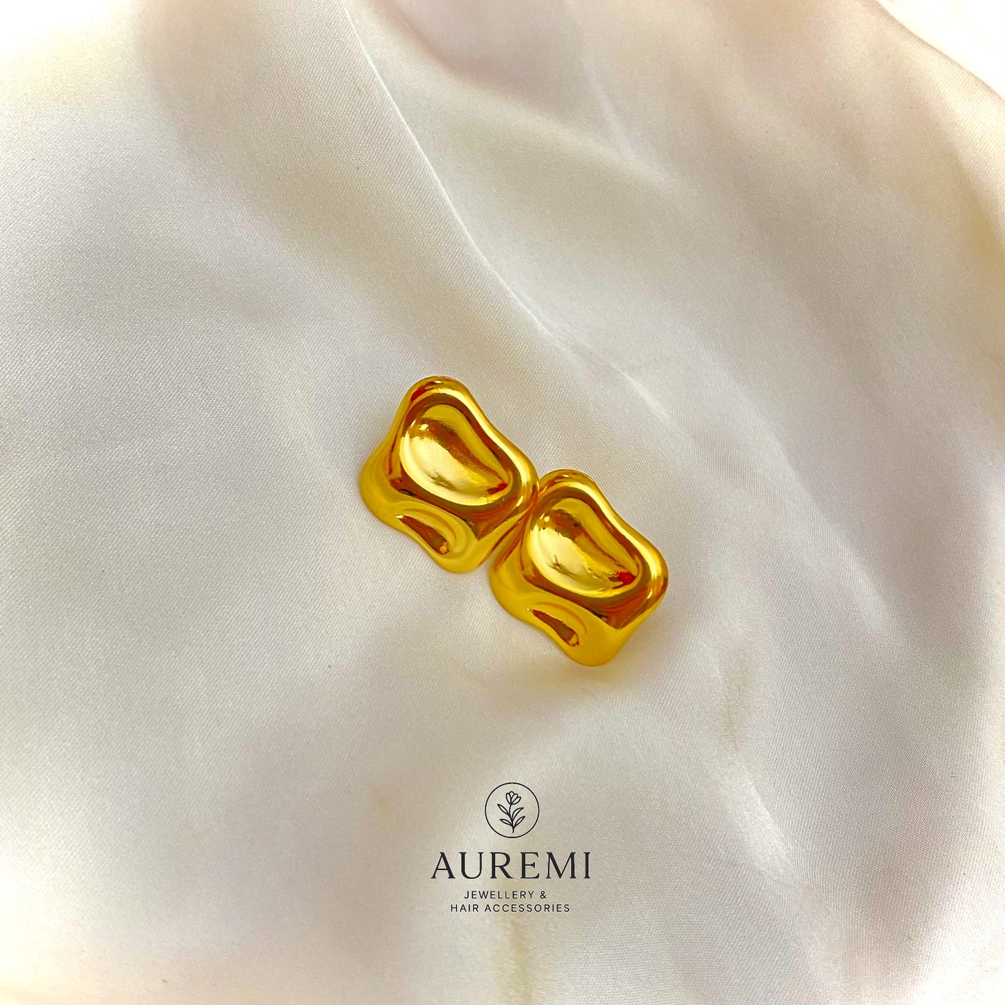 Anti-Tarnish - Trendy Golden Abstract Stud Earrings for Women
