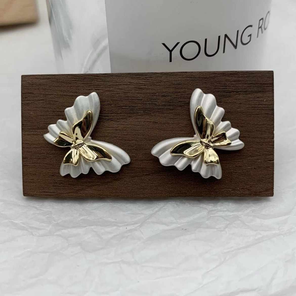 Golden Flutter Butterfly Studs