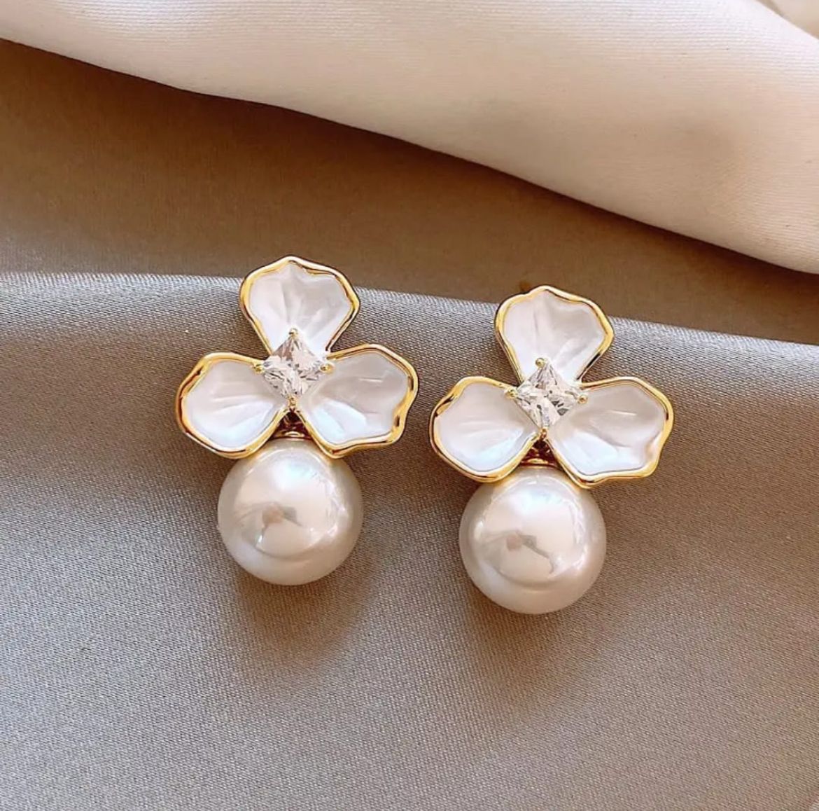 Elegant Petal Pearl Studs
