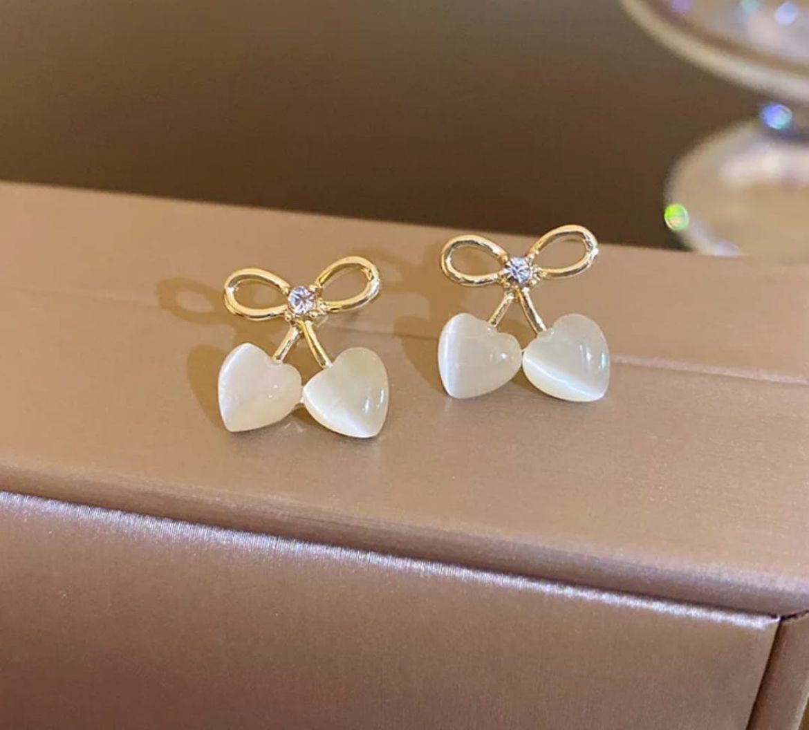 Cherry Pearl Stud Earrings – Minimal & Playful