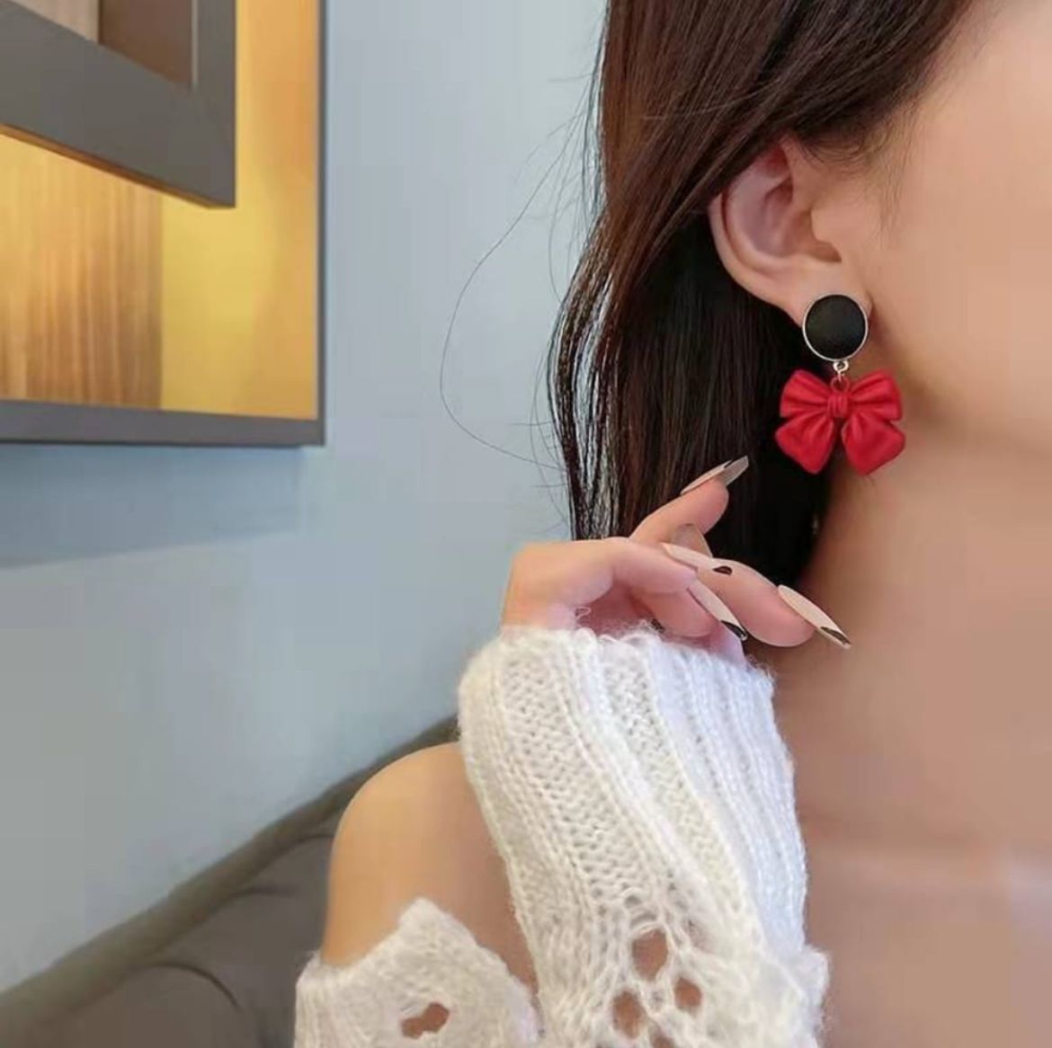 Scarlet Pop Bow Drop Earrings