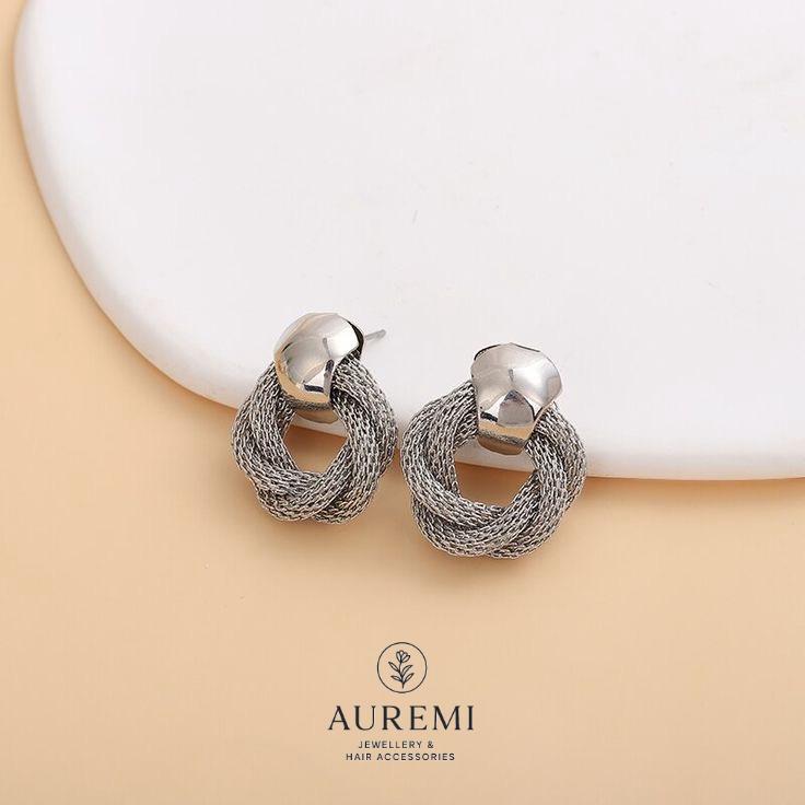 Silver Mesh Knot Earrings