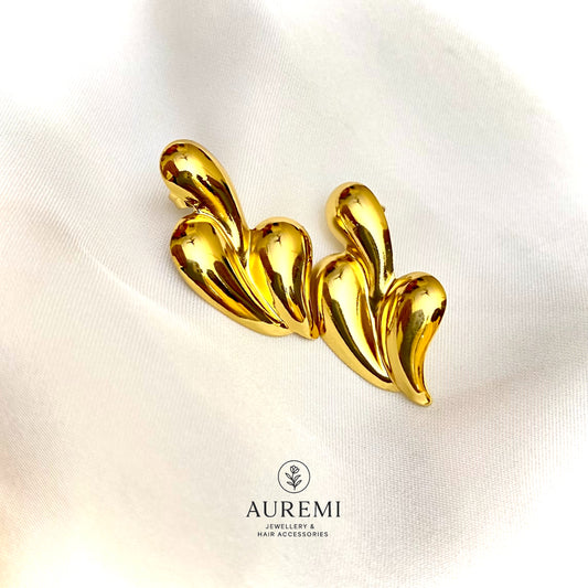 Luxe Statement with Anti-Tarnish Golden Waveflow Earrings