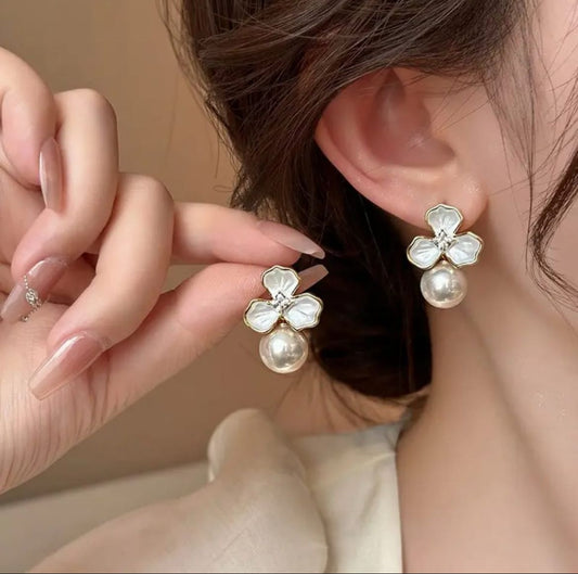 Elegant Petal Pearl Studs