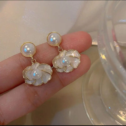 Pearl Blossom Drop Earrings