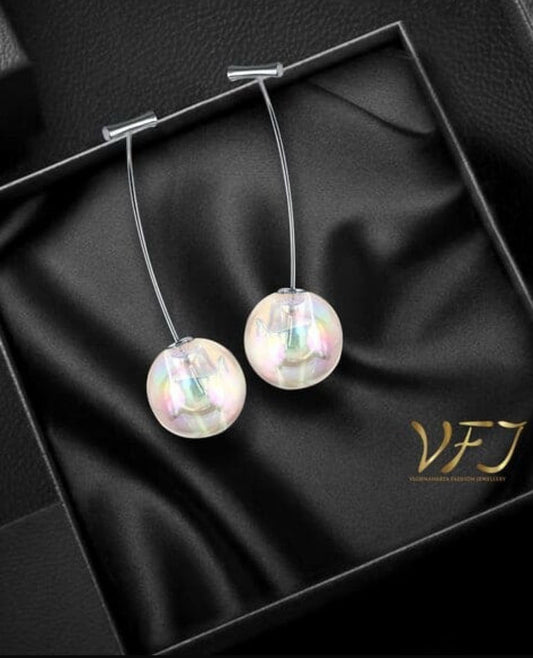 White cherry Drop Earrings – Modern Minimal